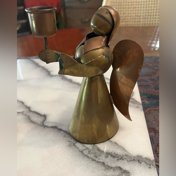 Vintage Brass Angel Candle Holders from Mexico - Set of 3 - Picture 5 of 16